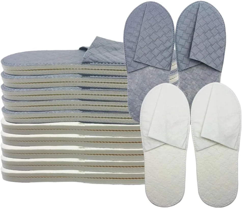 10 Pairs Thick Outsole Durable Eco-friendly Disposable Hotel Slippers for Spa Salon Party Wedding Guests