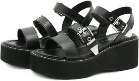 Agodor Women's Strappy Chunky Heeled Roman Gladiator Sandals High Heels Gothic Platform Open Toe Caged Shoes