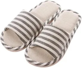 APIKA Women and Men's Comfortable Casual Cotton Flax Slipper Indoor Use
