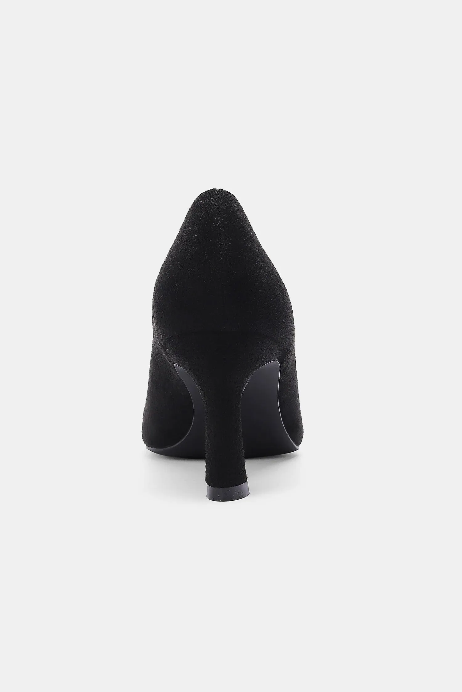 Black Faux Suede Point Toe Pumps