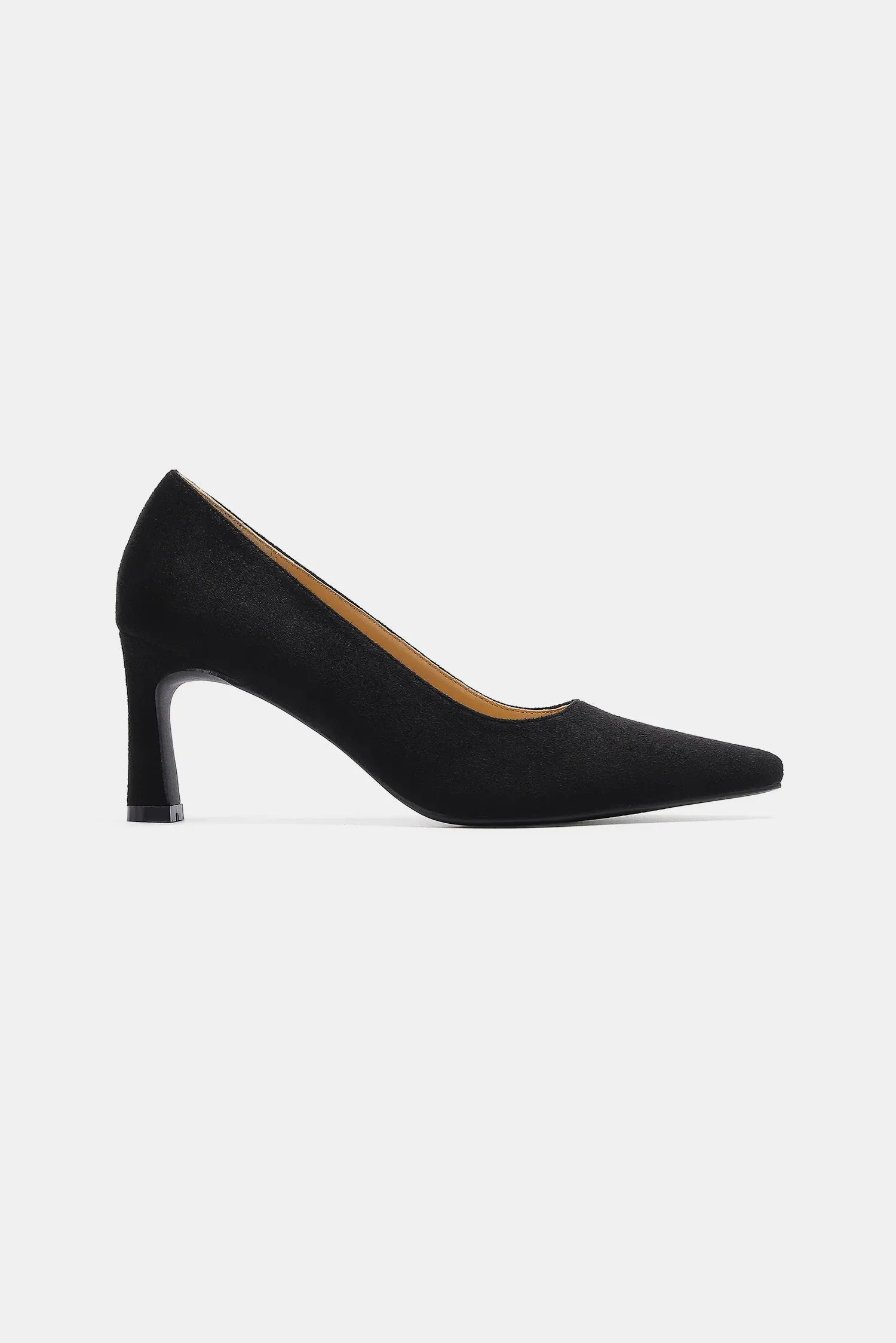 Black Faux Suede Point Toe Pumps