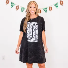 Boot Scootin Game Day T-Shirt Dress, Black