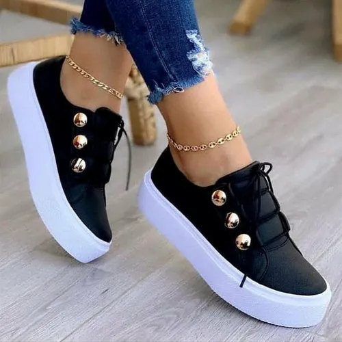 Casual Sneakers with Brass Button Detail | CozyCouture®