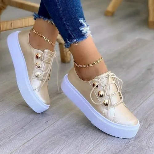 Casual Sneakers with Brass Button Detail | CozyCouture®