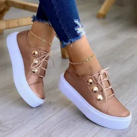 Casual Sneakers with Brass Button Detail | CozyCouture®