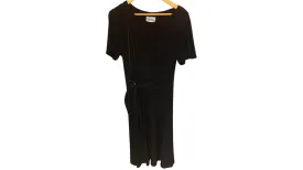Classic Black Midi Dress with Tie Waist, 14W