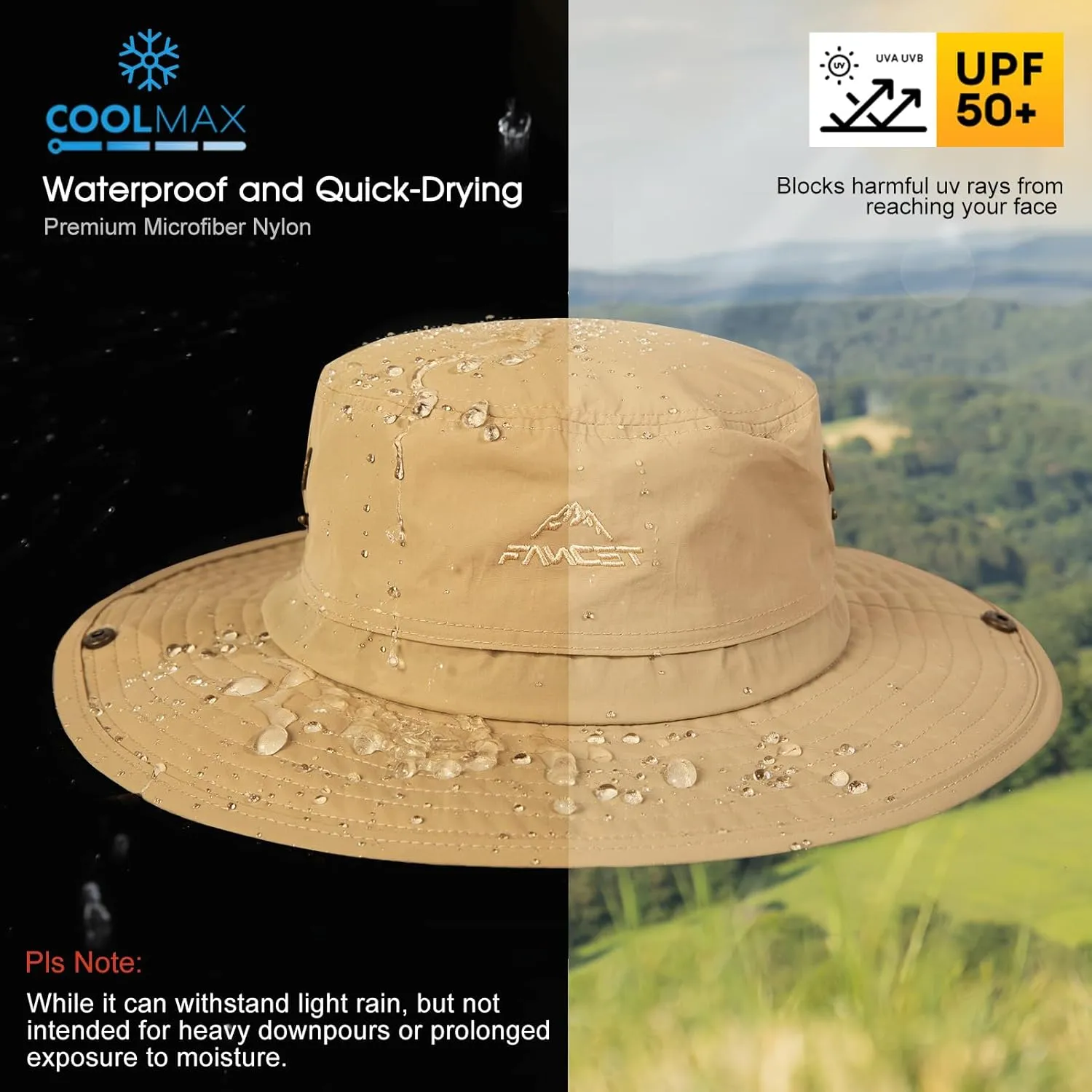 Comhats Oversized XL XXL Waterproof UPF50  Neck Flap Protection Cover Wide Brim Golf Packable Sun Hats for Men