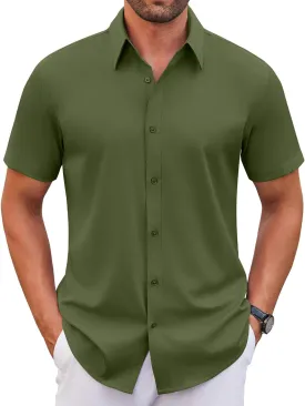 COOFANDY Men's Stretch Dress Shirts Short Sleeve Wrinkle Free Casual Button Down Shirts