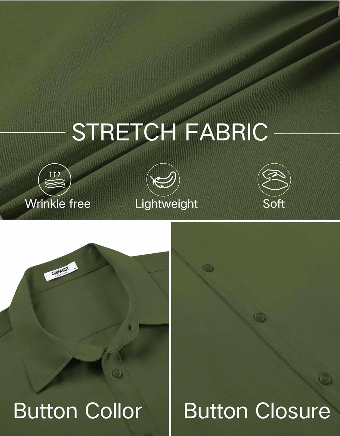 COOFANDY Men's Stretch Dress Shirts Short Sleeve Wrinkle Free Casual Button Down Shirts