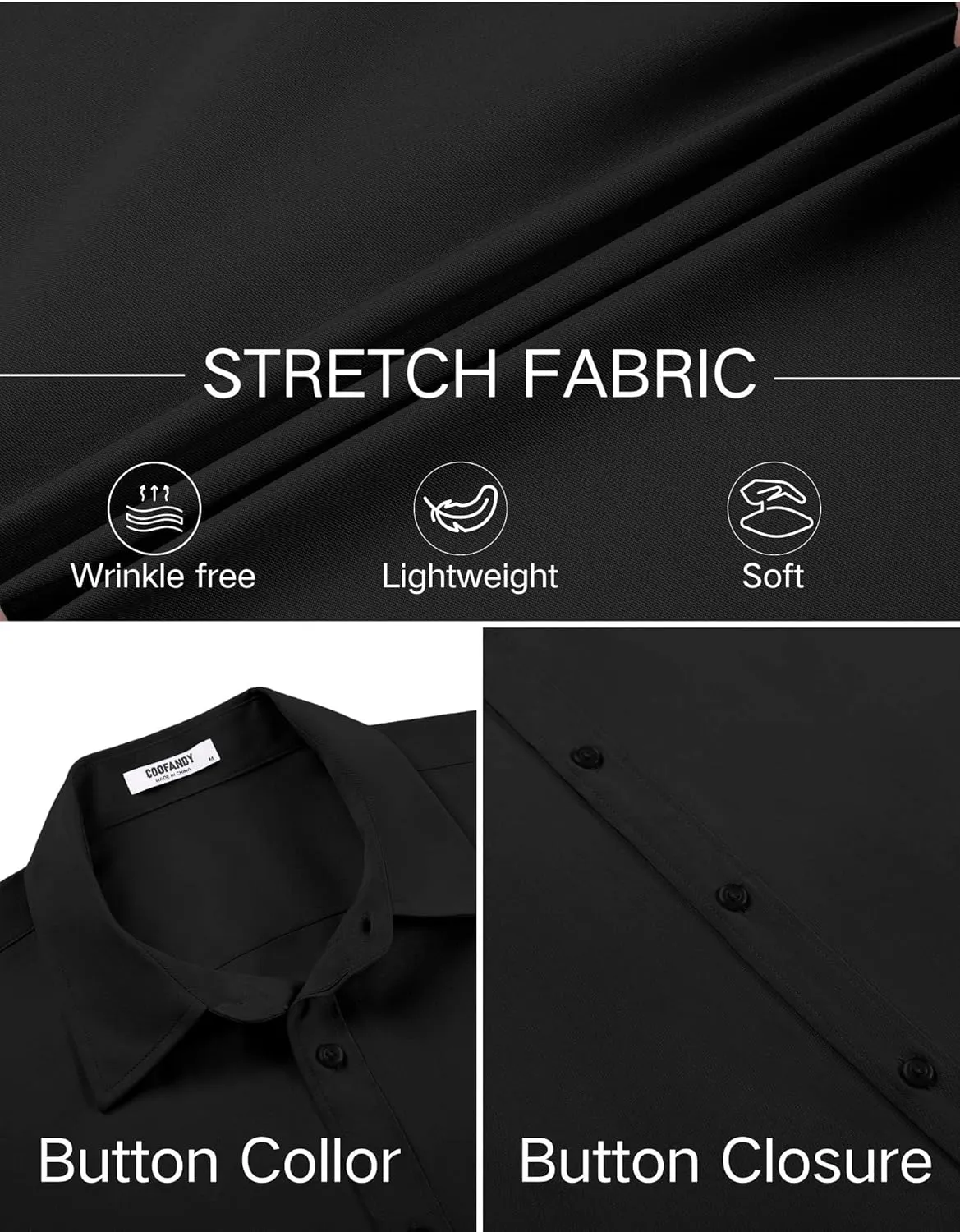 COOFANDY Men's Stretch Dress Shirts Short Sleeve Wrinkle Free Casual Button Down Shirts