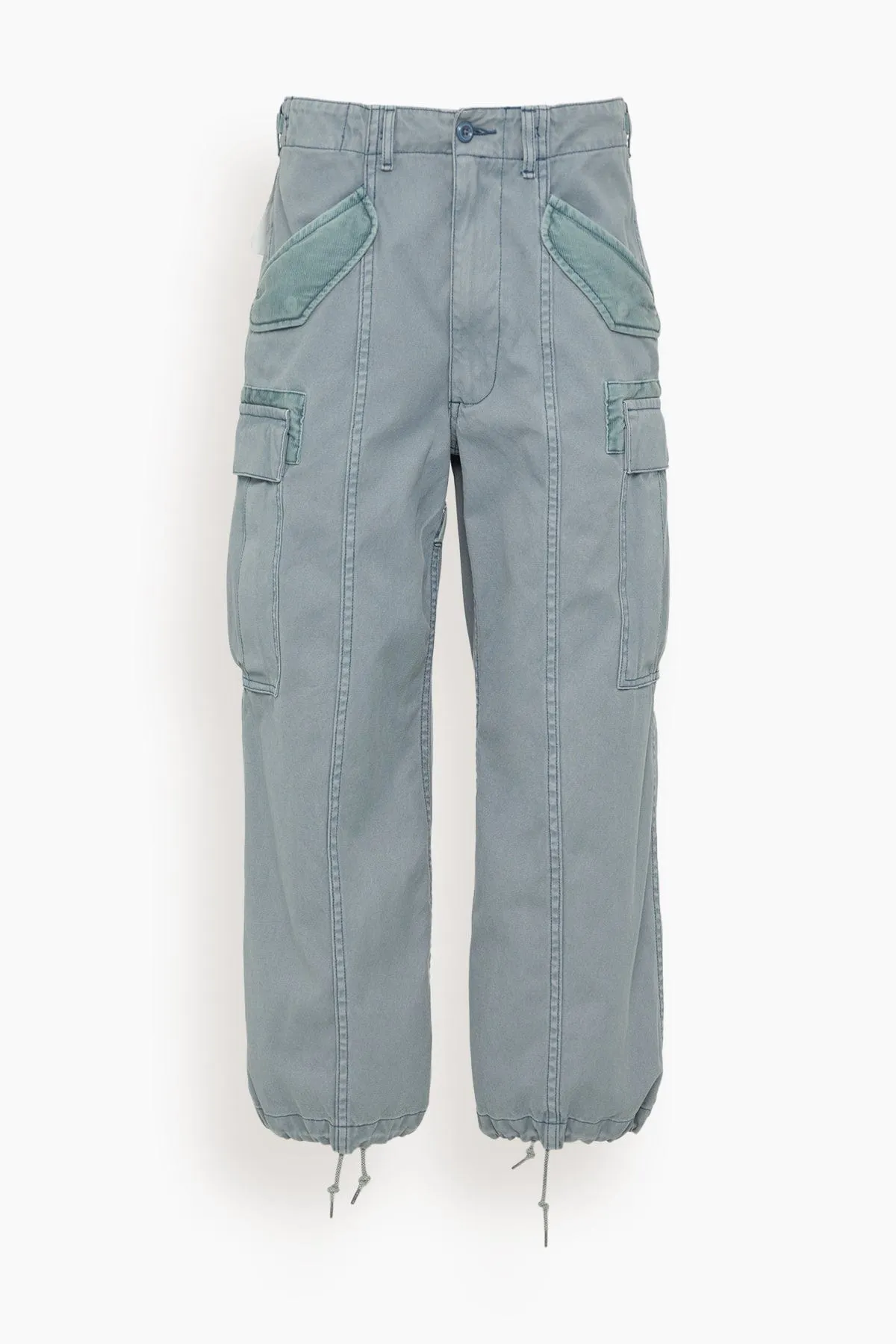 Cropped Cargo Jean in Faded Steel Blue Canvas