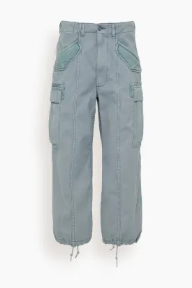 Cropped Cargo Jean in Faded Steel Blue Canvas