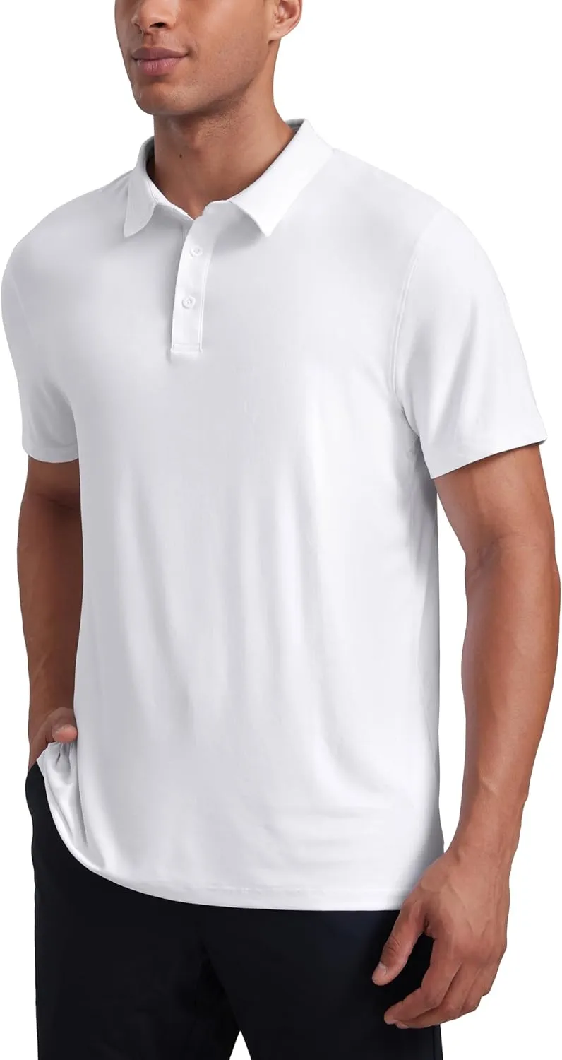 CRZ YOGA Cloudweight Mens Short Sleeve Polo Shirts Lightweight Moisture Wicking Athletic Casual Button Golf T-Shirts