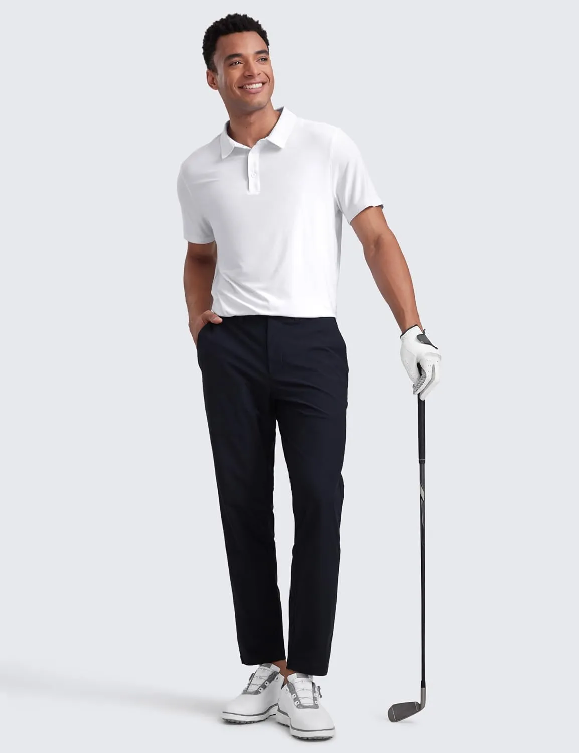 CRZ YOGA Cloudweight Mens Short Sleeve Polo Shirts Lightweight Moisture Wicking Athletic Casual Button Golf T-Shirts