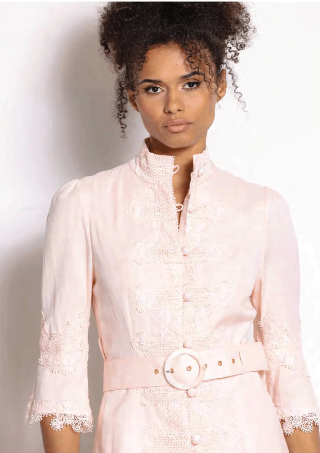 Dream Catcher Zoe Pink Lace Belted Dress