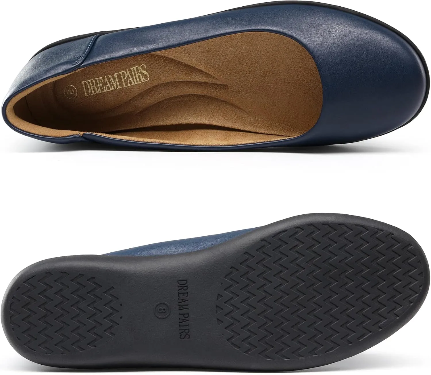 DREAM PAIRS Womens Comfortable Ballet Dressy Work Flats, Round Toe Slip on Office Shoes