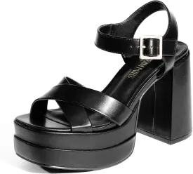 DREAM PAIRS Women's Platform Chunky Heels Square Open Toe Ankle Strap High Heeled Sandals Y2K Shoes for Party Brunch