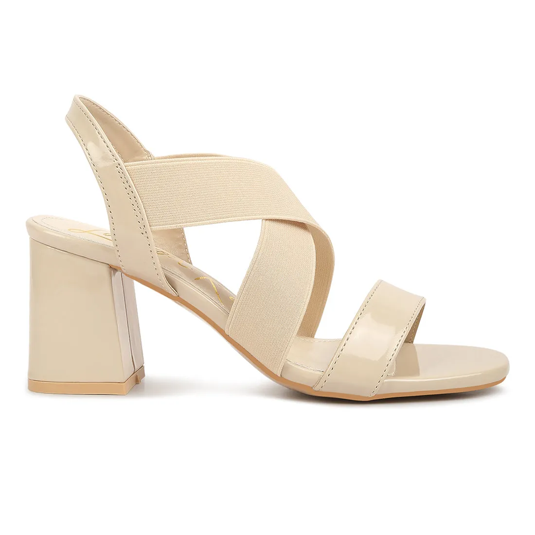 Elastic Straps Block Heel Sandals