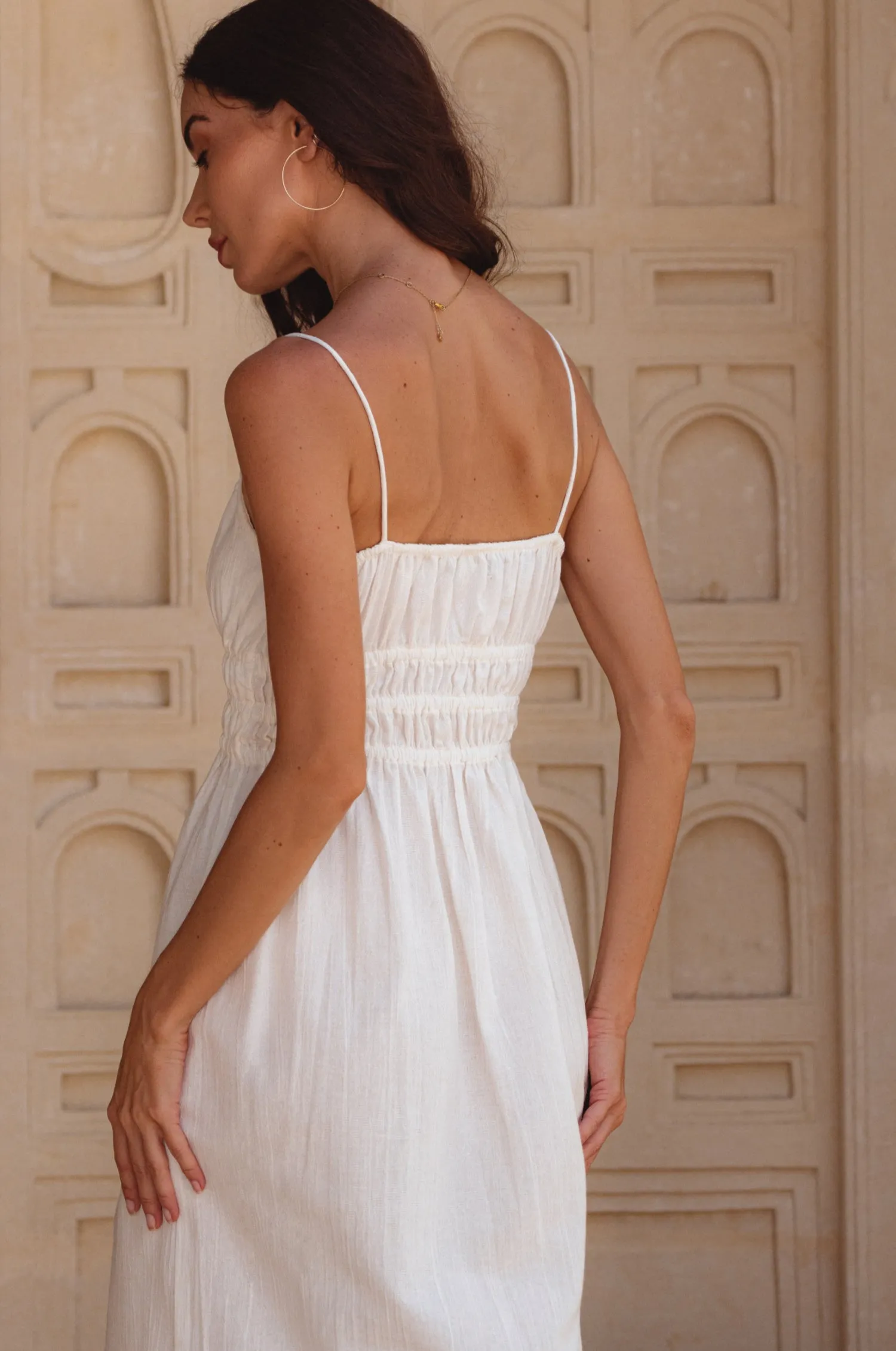 Eleanore Handcrafted Linen Midi Summer Dress