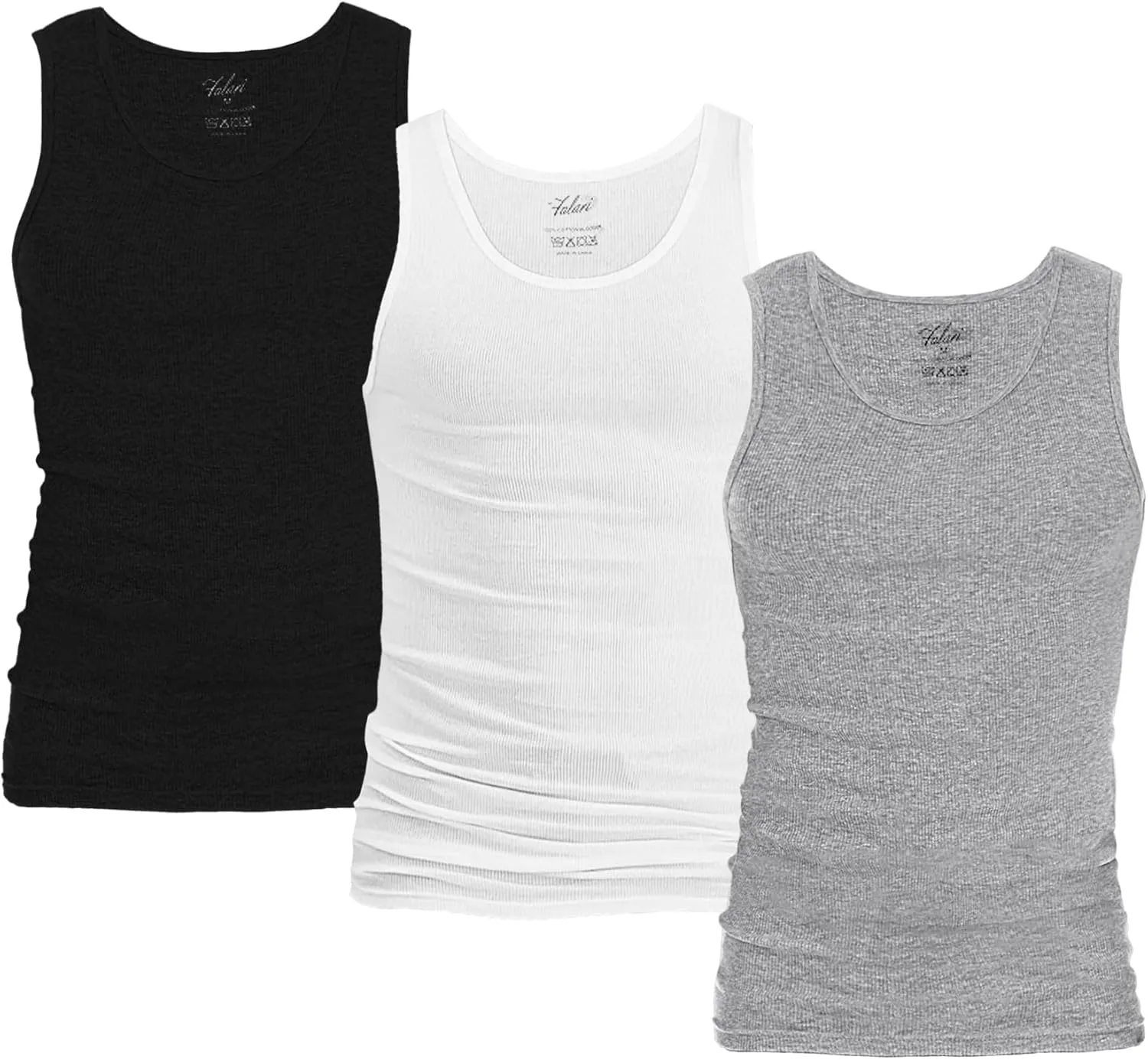 Falari 3 Pack Men's A-Shirt Tank Top Gym Workout Undershirt (Slim & Muscle Fit ONLY)