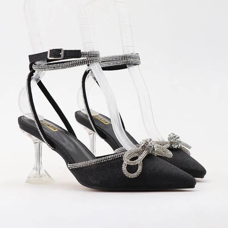 Fashionable Rhinestone Pointed Toe Strappy High Heel Sandals