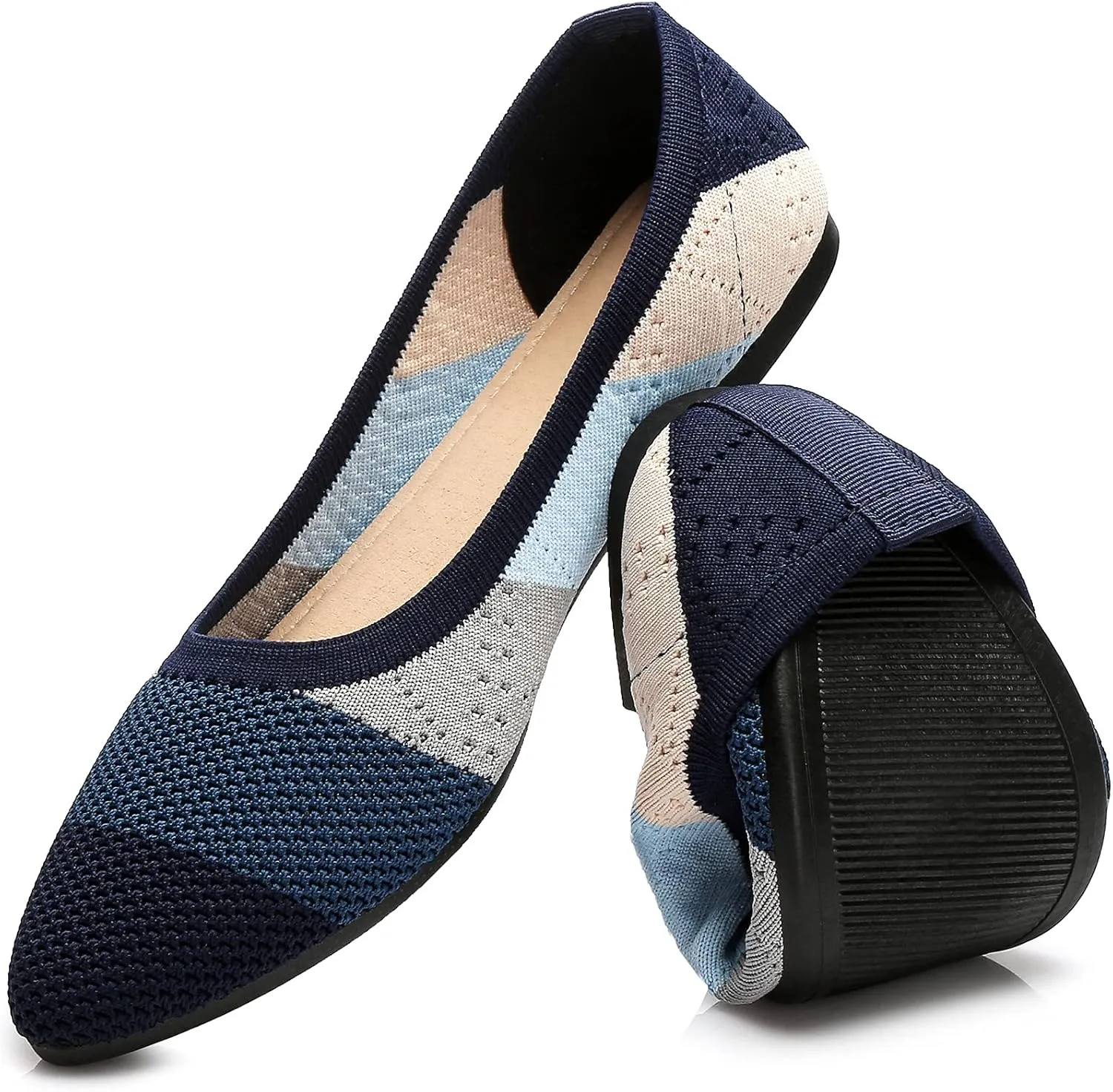 HEAWISH Womens Ballet Flat Flats Shoes Comfortable Mesh Pointed Toe Slip On Dress Shoes