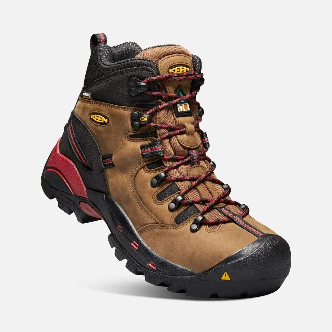 Keen Men's CSA Hamilton Carbon Waterproof Boots (Wide)- Bison/ Jester Red