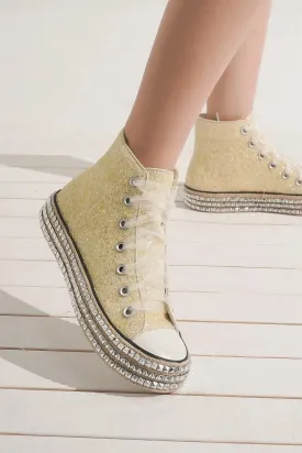 Lace-Up Studded Platform Sneakers