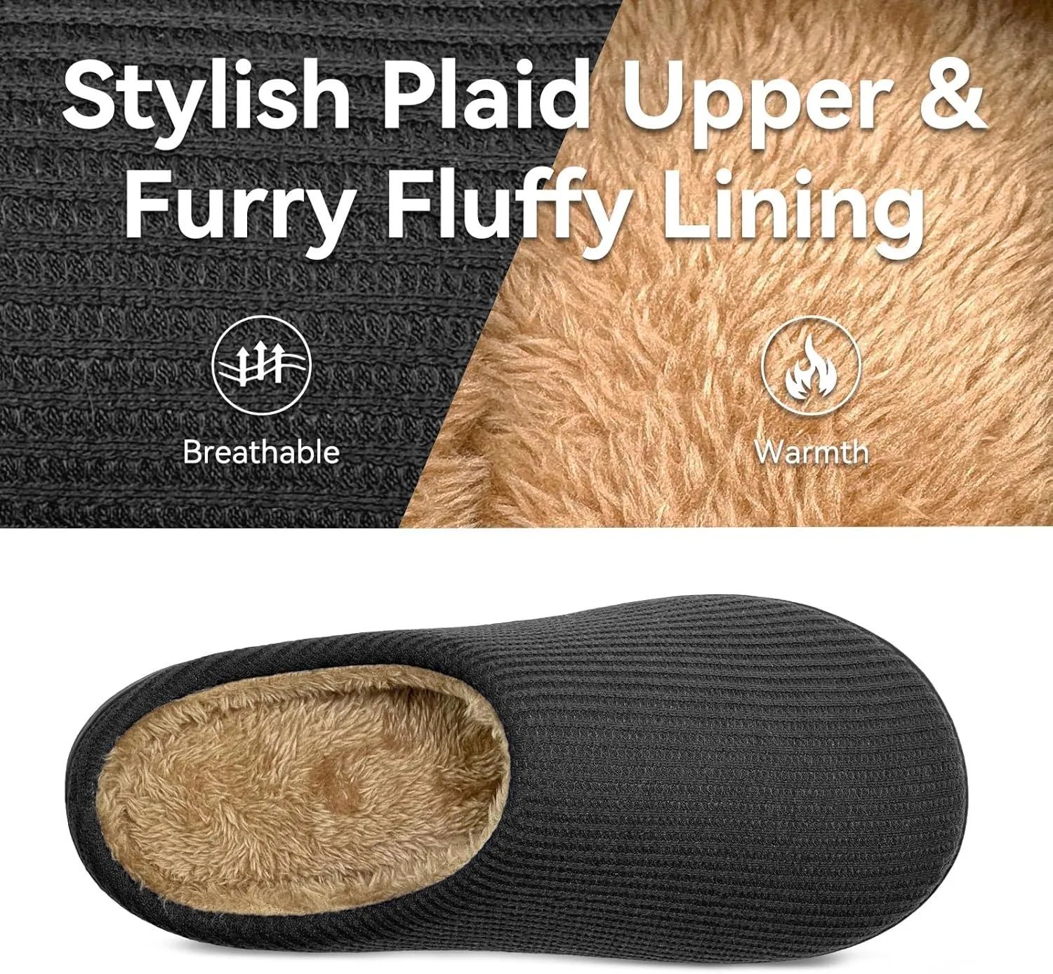 Men House Slippers Memory Foam Slippers for Women Casual Warm House Ladies Woman Indoor Outdoor Non Slip Cozy Men Bedroom Soft Shoes Size Navy Blue