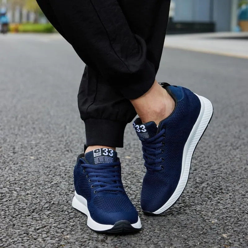 Men's Invisible Height Increasing Elevator Shoes Lightweight Sport Shoes Height-Boosting Non-Slip Sneakers 2.4'' Taller
