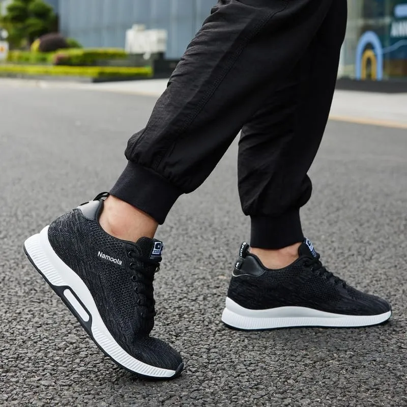 Men's Invisible Height Increasing Elevator Shoes Lightweight Sport Shoes Height-Boosting Non-Slip Sneakers 2.4'' Taller