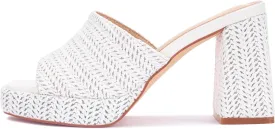 Monrovia Womens Sandals Heels for Women Slide On Block Chunky Platform High Heels Open Toe Raffia Wedge Sandals