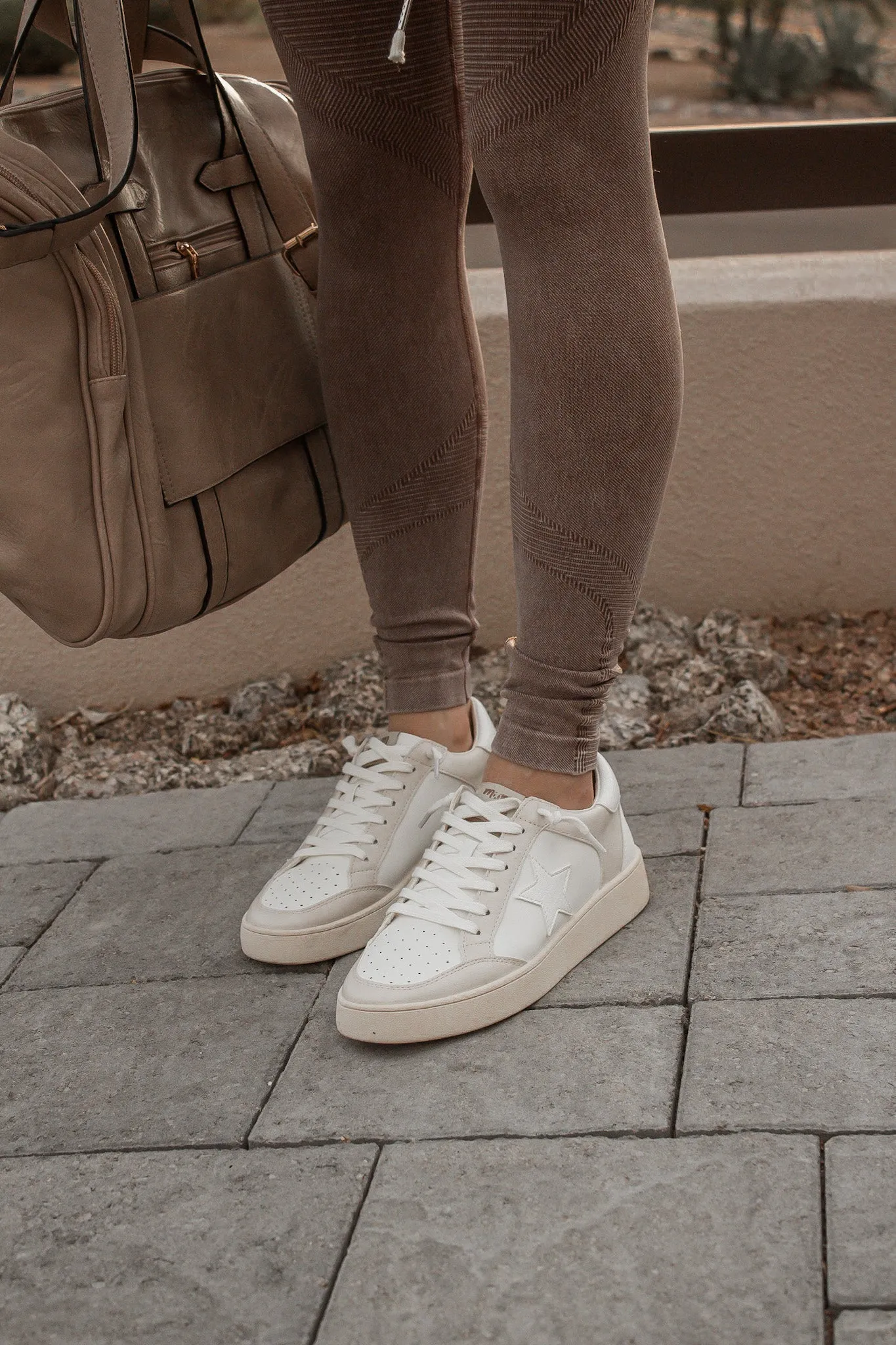 Neutral Leather Star Sneaker - JUNIPER