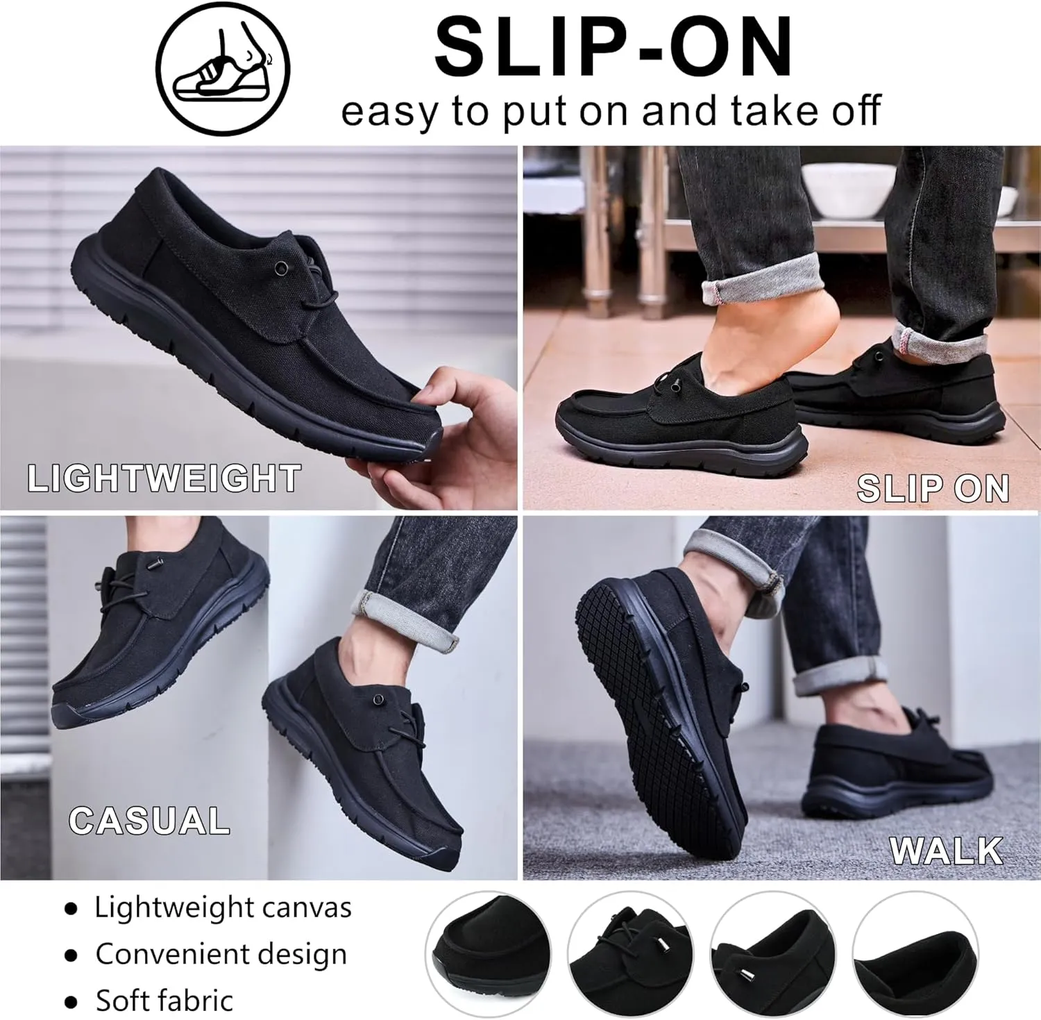 Non Slip Waterproof Work Shoes for Men WomenSlip-On Lightweight Casual Walking Loafers