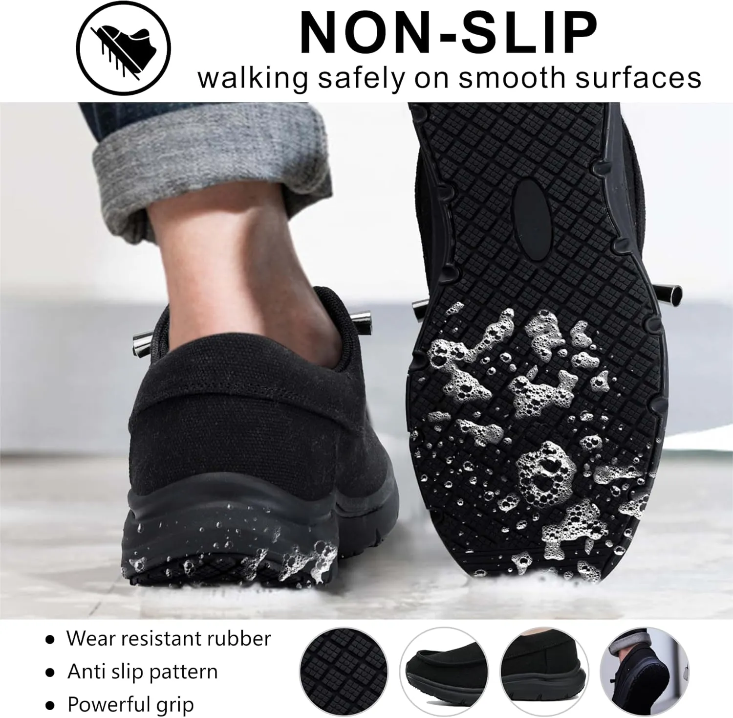 Non Slip Waterproof Work Shoes for Men WomenSlip-On Lightweight Casual Walking Loafers