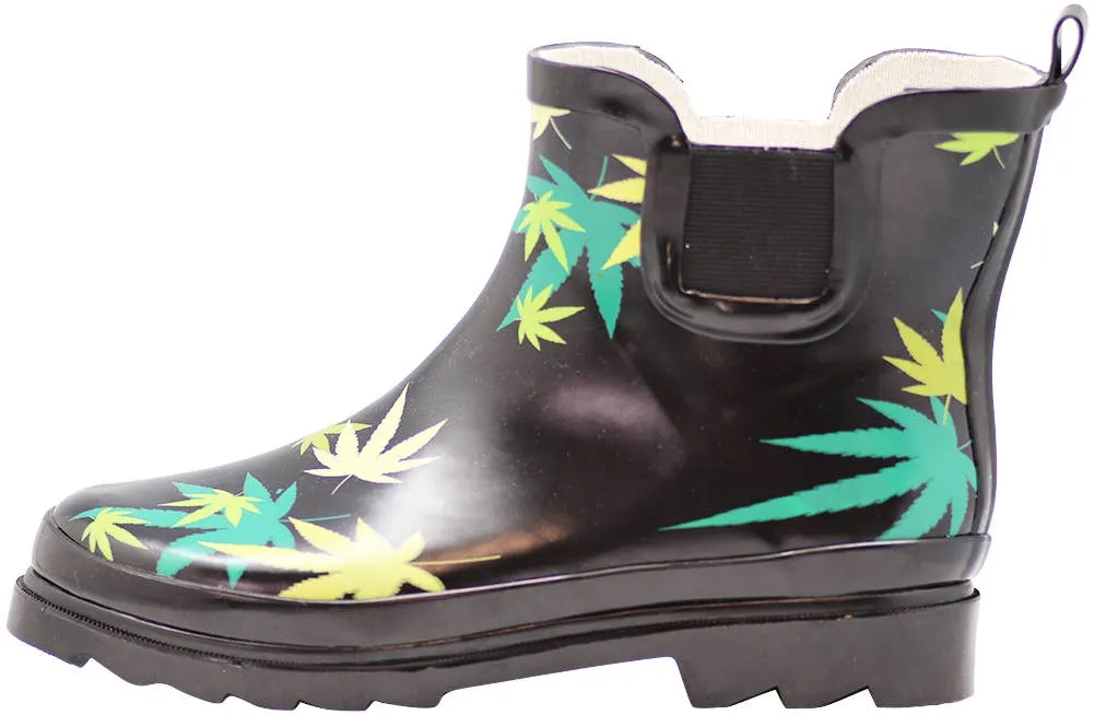 NORTY Womens 6-11 Black Green 6 Rain Boots 16562