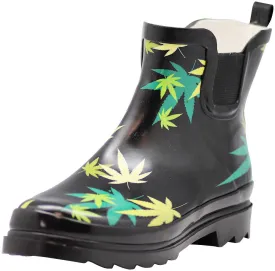 NORTY Womens 6-11 Black Green 6 Rain Boots 16562