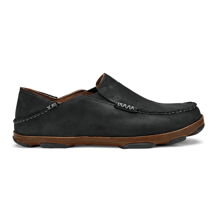 OluKai Men's Moloa Slip Ons- Black/Toffee