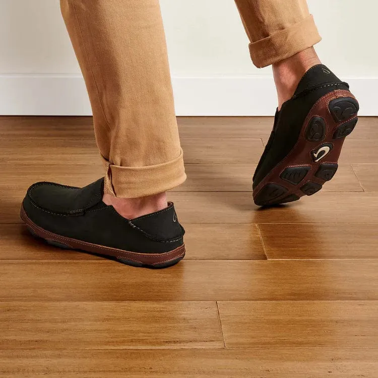 OluKai Men's Moloa Slip Ons- Black/Toffee