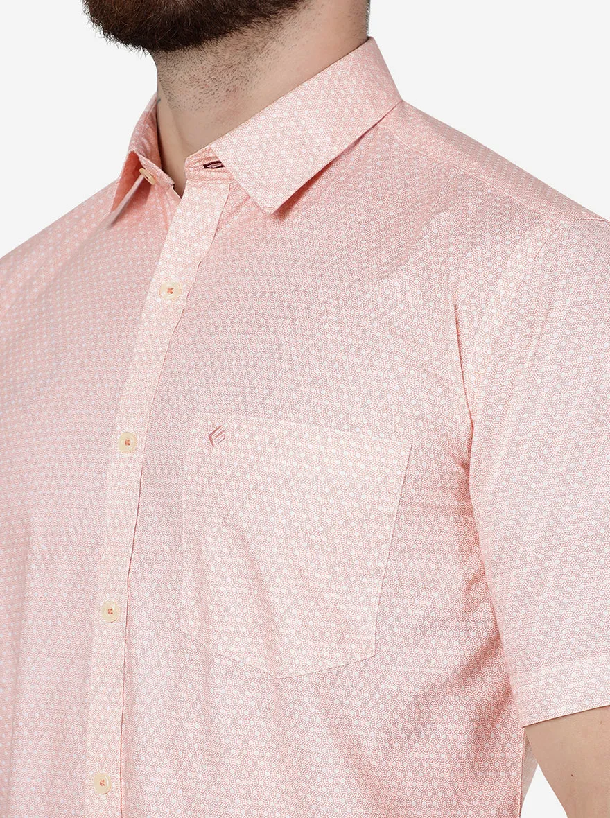 Orange Printed Smart Fit Semi Casual Shirt | Greenfibre