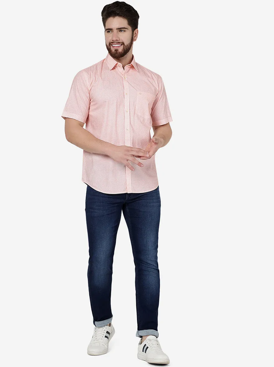 Orange Printed Smart Fit Semi Casual Shirt | Greenfibre