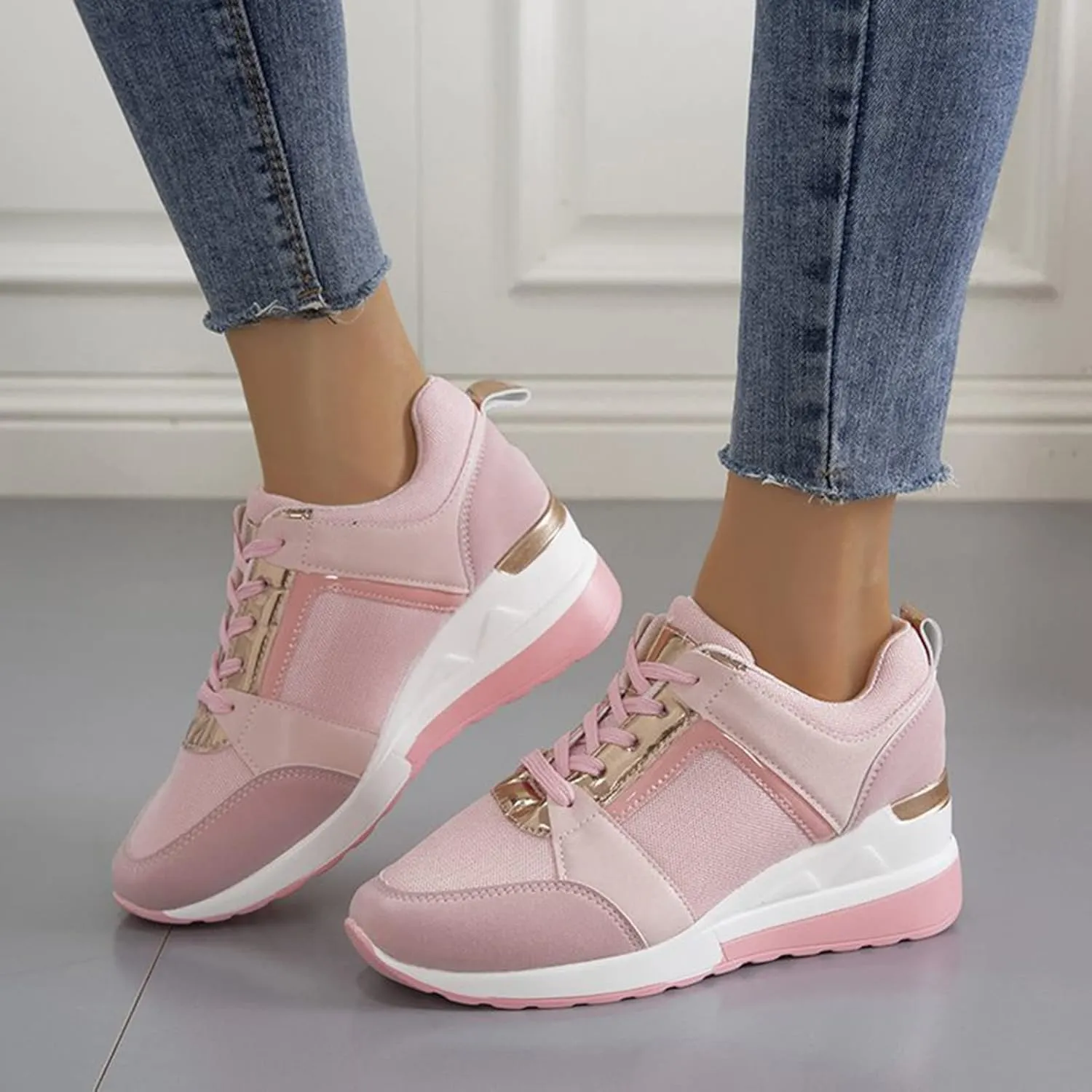 Orthopedic Shoes for Women High Heel Wedge Sneakers Walking Fashion Running Casual Comfort Platform Tennis Sneakers