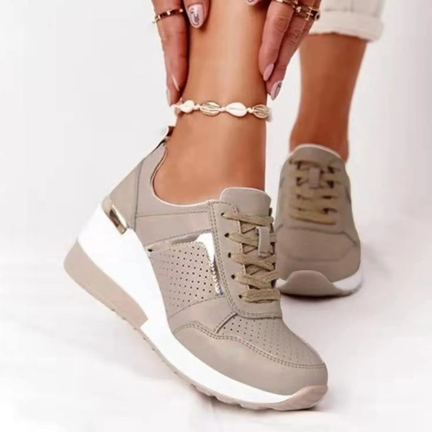 Orthopedic Shoes for Women High Heel Wedge Sneakers Walking Fashion Running Casual Comfort Platform Tennis Sneakers