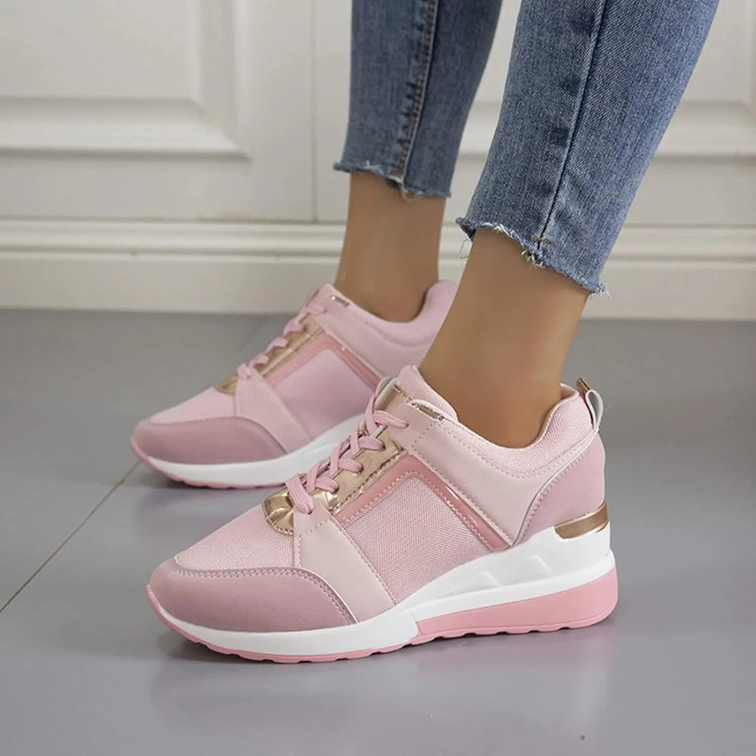 Orthopedic Shoes for Women High Heel Wedge Sneakers Walking Fashion Running Casual Comfort Platform Tennis Sneakers