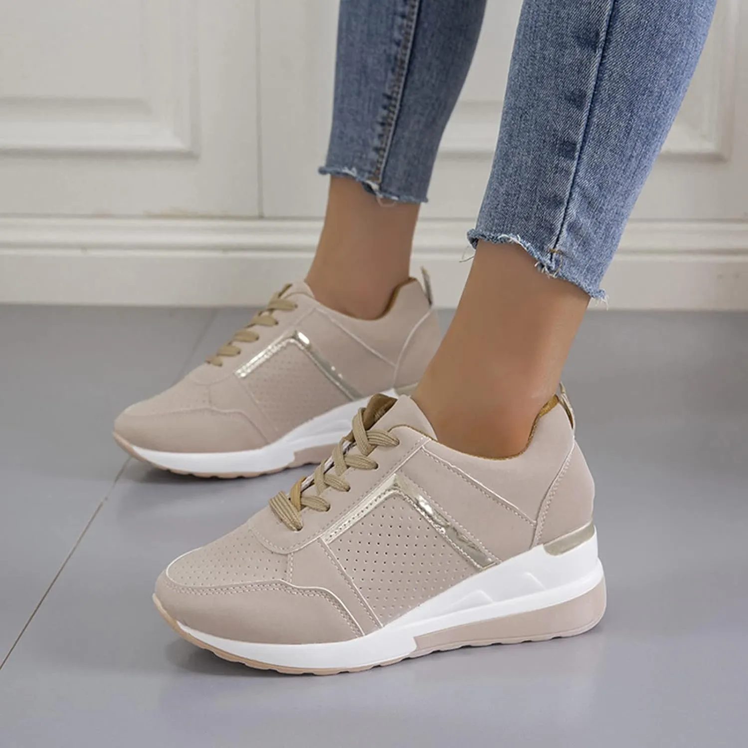 Orthopedic Shoes for Women High Heel Wedge Sneakers Walking Fashion Running Casual Comfort Platform Tennis Sneakers