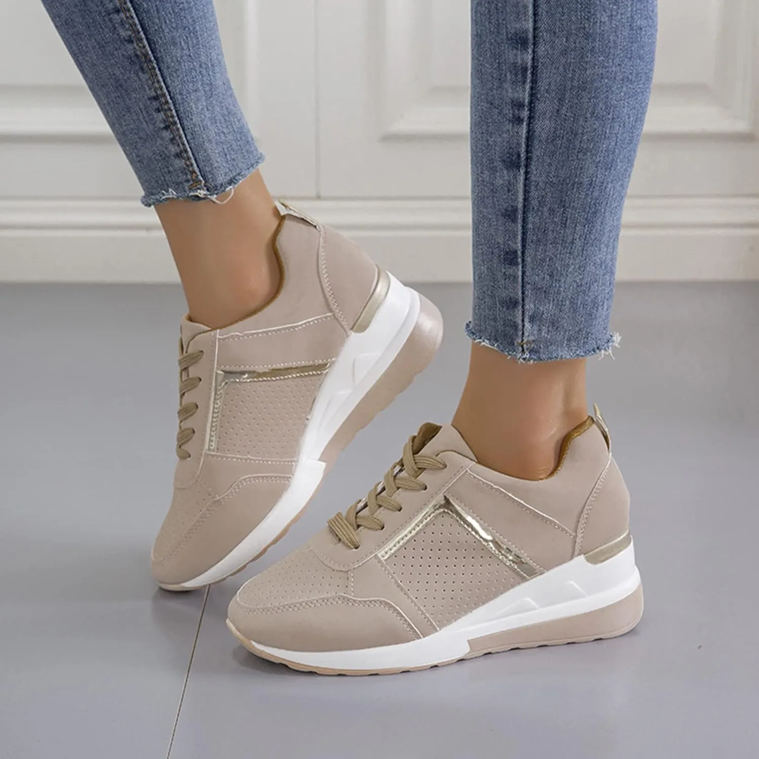 Orthopedic Shoes for Women High Heel Wedge Sneakers Walking Fashion Running Casual Comfort Platform Tennis Sneakers