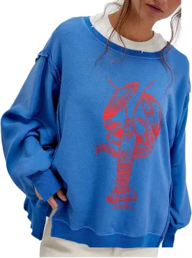Oversized Graphic Swearshirts Women Y2k Crewneck Long Sleeve Drop Shoulder Shirts Top Vintage Jacket Sweater