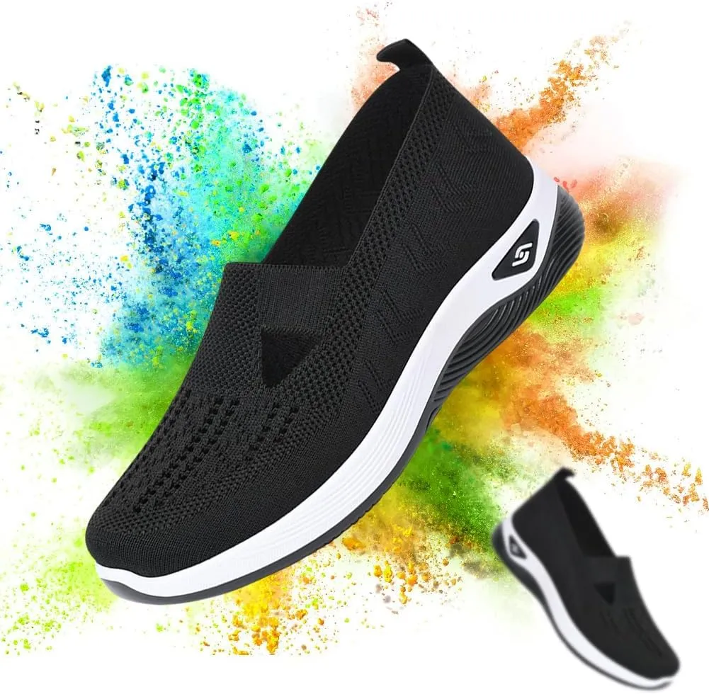 Padgene Women Walking Shoes Sock Sneakers Slip-On Breathable Mesh Trainers Women's Comfortable Casual Ladies Air Cushion Athletic Shoes Running Jogging Shoes