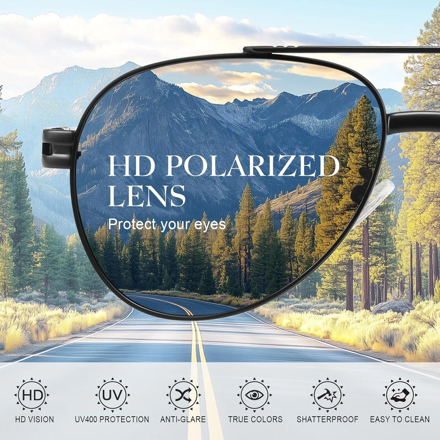 Polarized Aviator Sunglasses for Men Women- Fashion Shades Retro Sun Glasses Driving Fishing Golf UV Protection