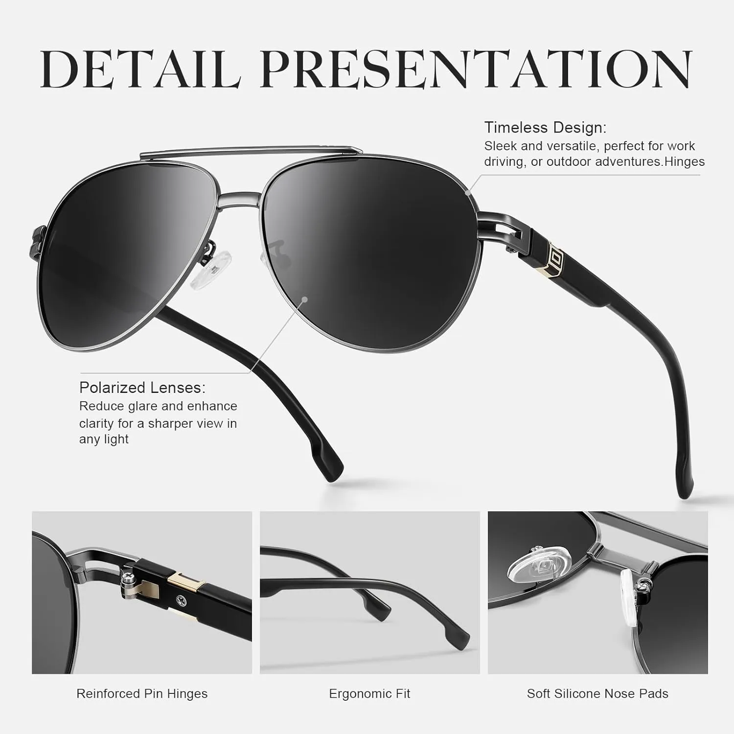 Polarized Aviator Sunglasses for Men Women- Fashion Shades Retro Sun Glasses Driving Fishing Golf UV Protection